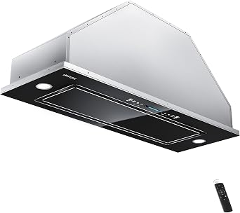 IKTCH New 30" Range Hood Insert, 900 CFM Ducted/Ductless Range Hood with 4 Speed Fan, Black Stainless Steel & Tempered Glass and Gesture Sensing&Touch Control Making life Smarter