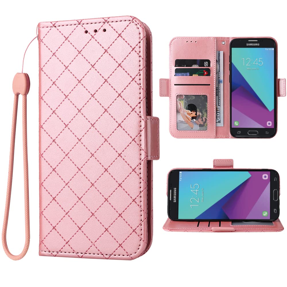 Cell Phones Samsung Galaxy J3 Leather Wallet Case Golden Shining