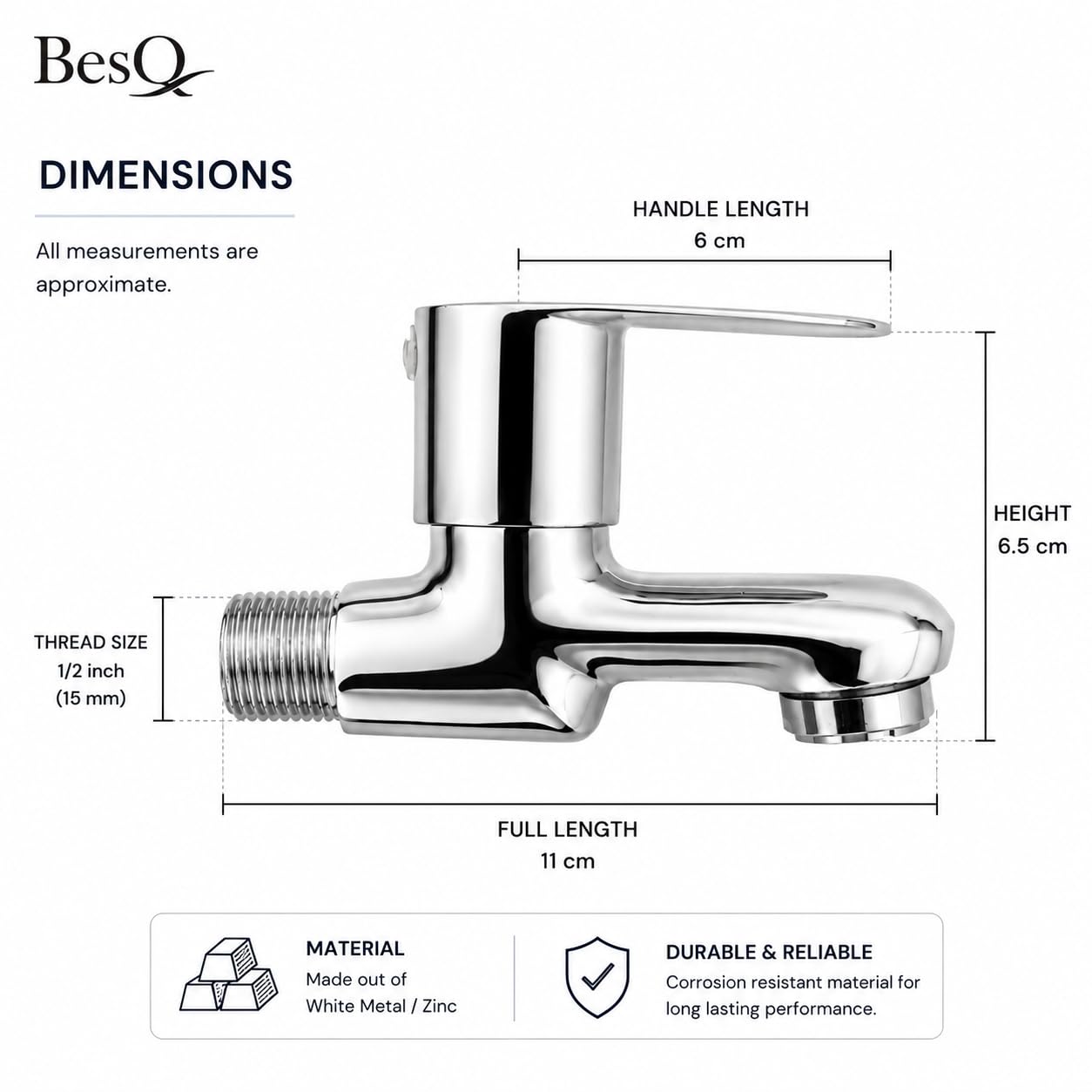 Wall Mounted Bib Faucet - Chrome Finish -3