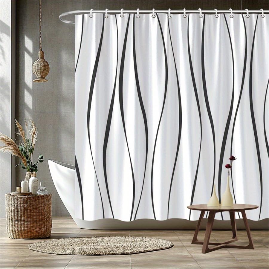 Rideau de douche minimaliste haut de gamme en polyester 210x210