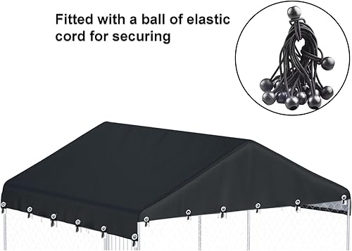 Miniatura 3 de Cubierta para perrera para perros al aire libre, 10 pies de ancho x 10 pies de largo, hecha de tela Oxford impermeable 600D, repuesto negro (sin