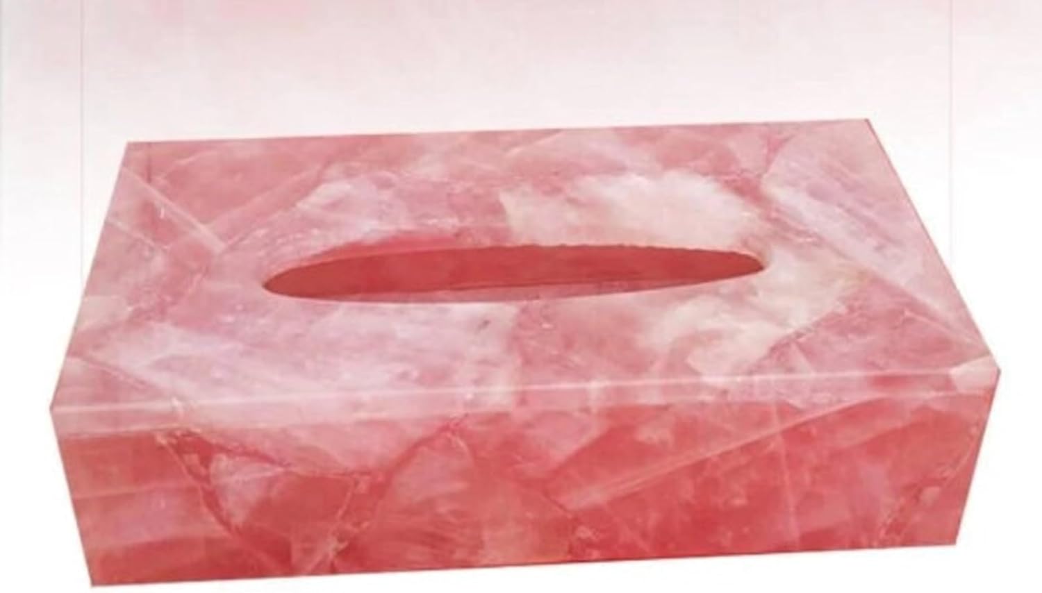 Rose Quartz Tissue Paper Box | 9x5x2.5 Inches Luxury Pink Gemstone Napkin Holder | Decorative Aesthetic Tissue Box for Office Table, Dressing Room & Bathroom | Unique Housewarming Gift