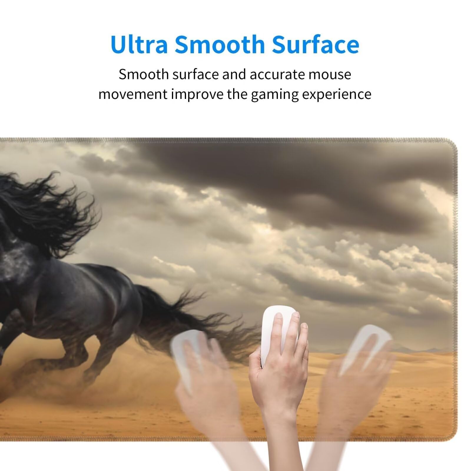 Tappetino Mouse, Tappetino Mouse Gaming Grande XXL 1500x800x3mm Tappetino Scrivania Mouse Pad, Base in Gomma Antiscivolo, Bordi Cuciti, Mousepad per Ufficio e Gaming (Cavallo del deserto) R-575