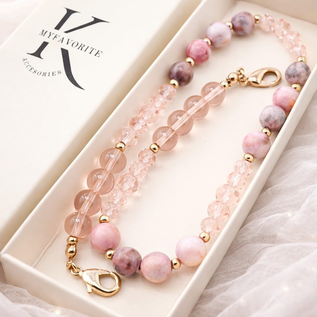 Natural Stones Cute Phone Charm Detachable Phone Strap Hook Hands-Free Phone Wrist Strap Cell Phone Lanyard for Women - Iphone Accessories Keychain image 5