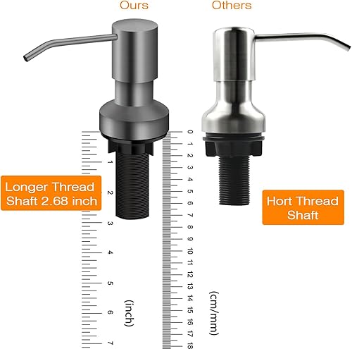 Miniatura 10 de Dispensador de jabón para fregadero de cocina, dispensador de jabón integrado para fregadero de encimera con kit de tubo de extensión de 47