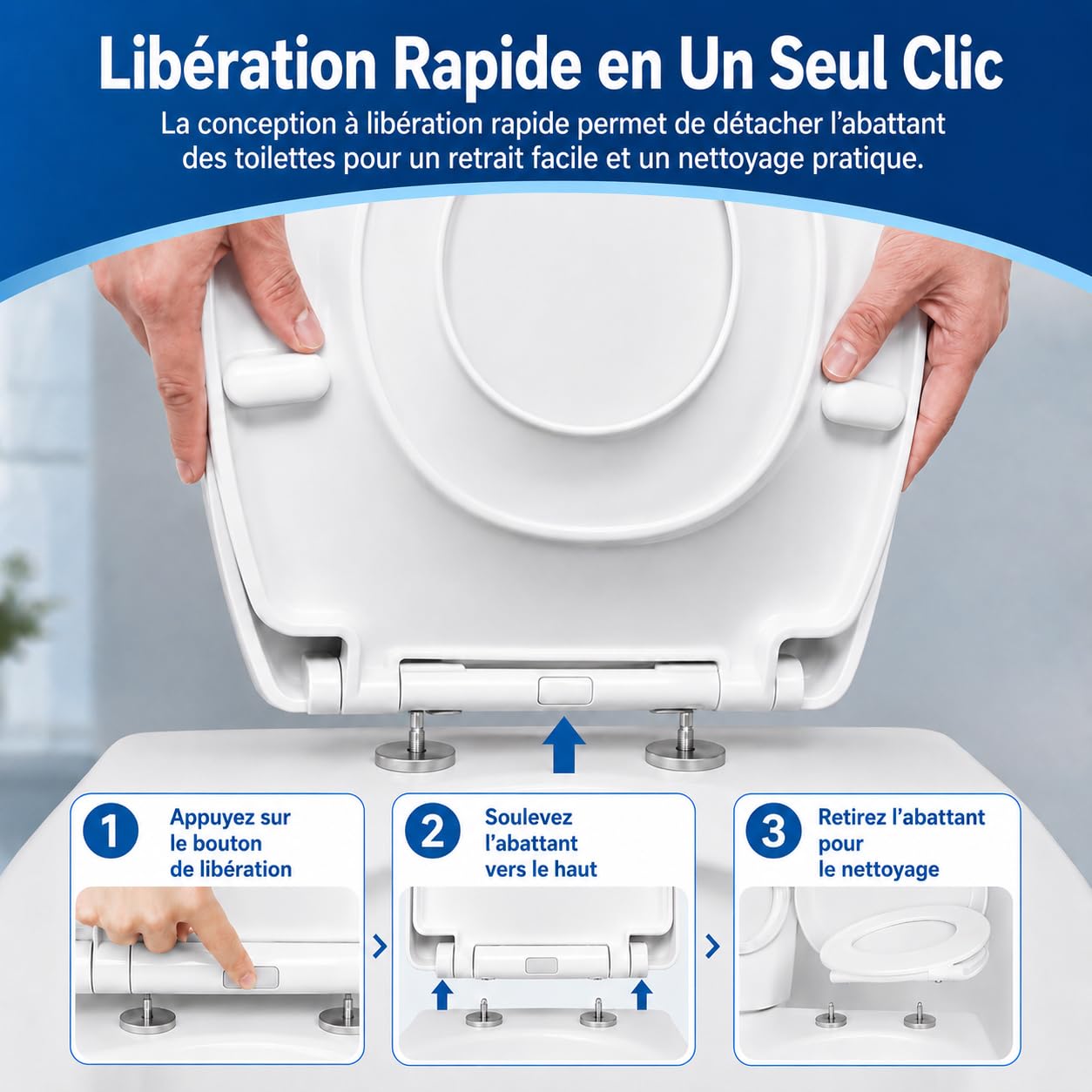Abattant WC Familial, Lunette de Toilette avec Siège Enfant Magnétique, Frein de Chute et Charnière Réglable, Abattant WC en Polyéthylène pour Adultes et Enfants