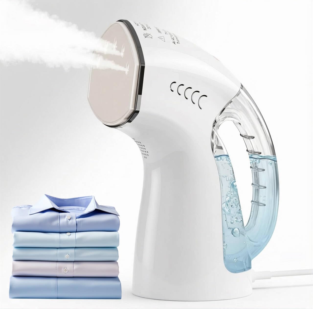 Handheld Travel Steamer for Clothes with Removable Tank,Cool Touch, No Burn | Portable Fast Heat-Up Clothes Steamer with Heating Glove, 2-in-1 Iron & Leak-Proof, Auto-Off, Wide Voltage, Wrinkle Remover