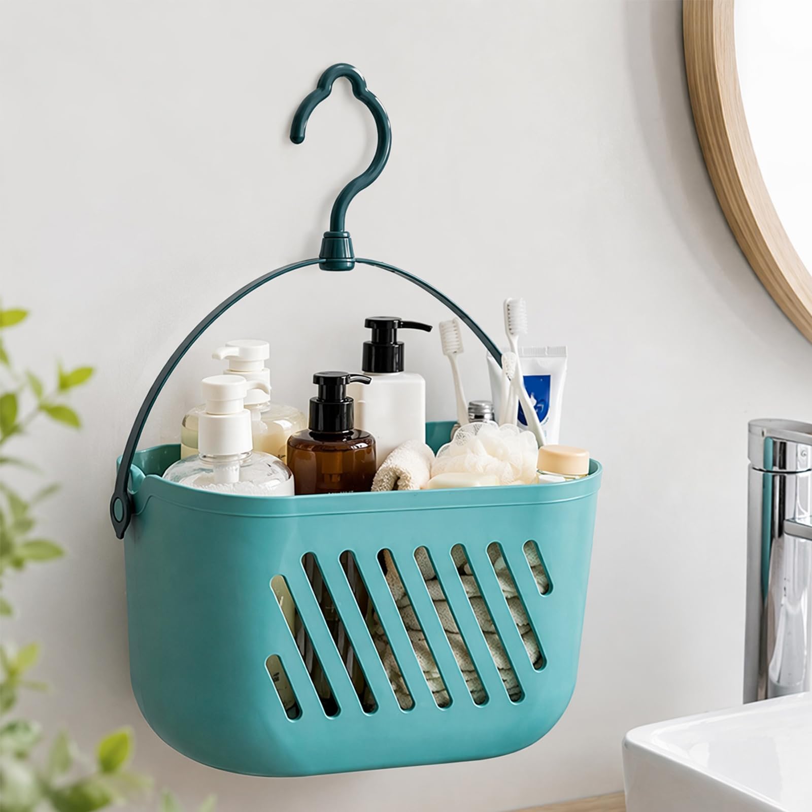 Portable Hanging Basket Plastic Shower Caddy with Handle(D)