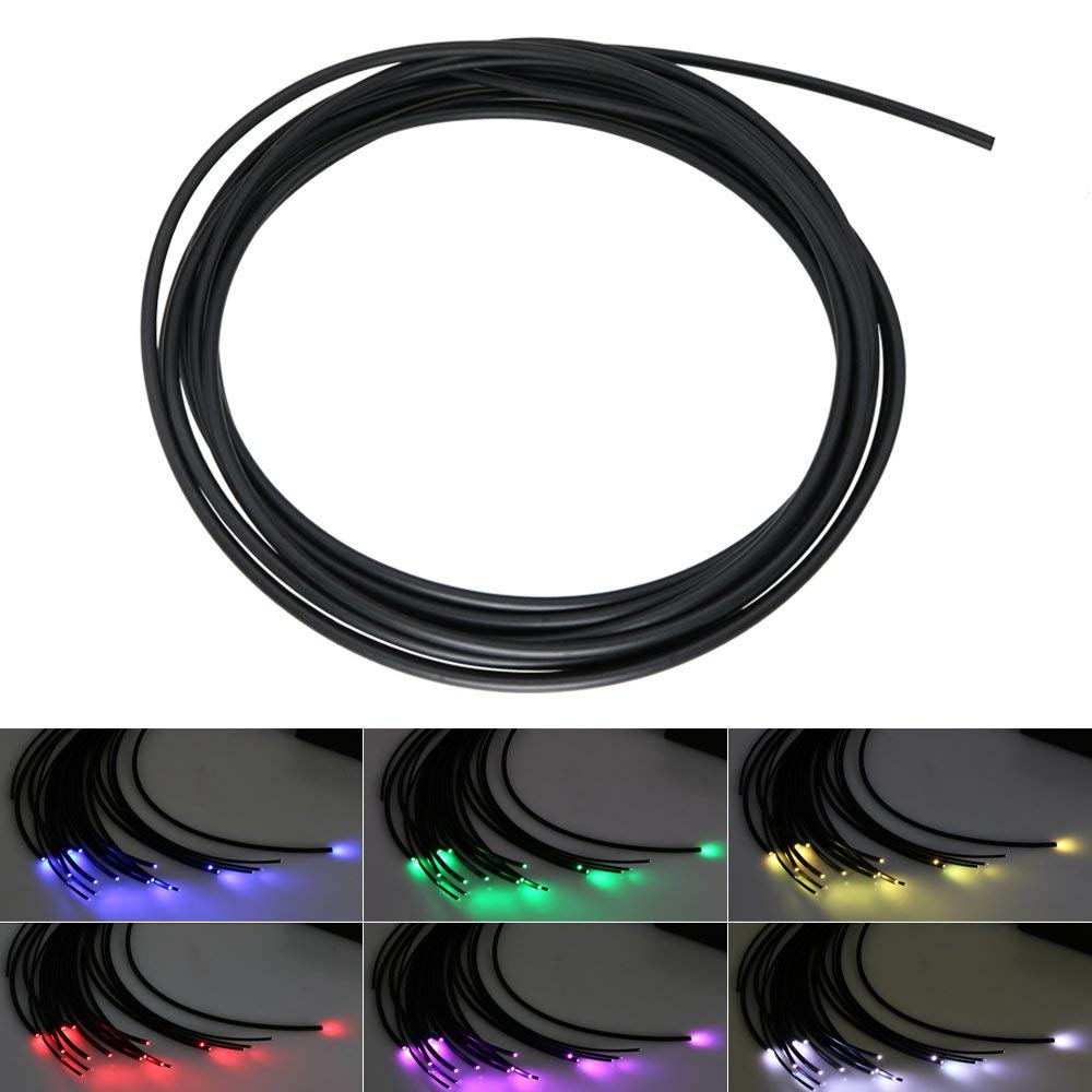 Câble Fibre Optique éclairage 2/3 Mm - 5 Mètres, Gaine PVC Noir étanche, Pour Projets DIY, Décoration Lumineuse