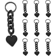 PHAETON 10 x Heart Pendant with Black Chain Links in Heart Shape Key Chain Purse Charm Handbags Car Key Chain Accessories for Women Black 4.54 black