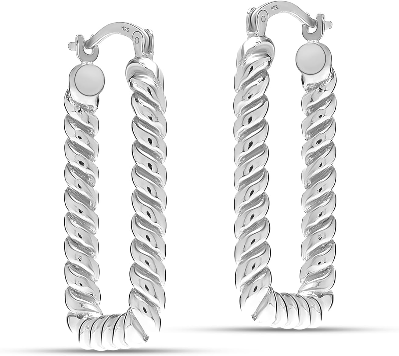 LeCalla Sterling Silver Hoop Earrings for Women | Lightweight Silver Chunky Hoop Earrings | Handmade Electroform Hollow Italian Design Click-Top Earrings Hoop - Image 4