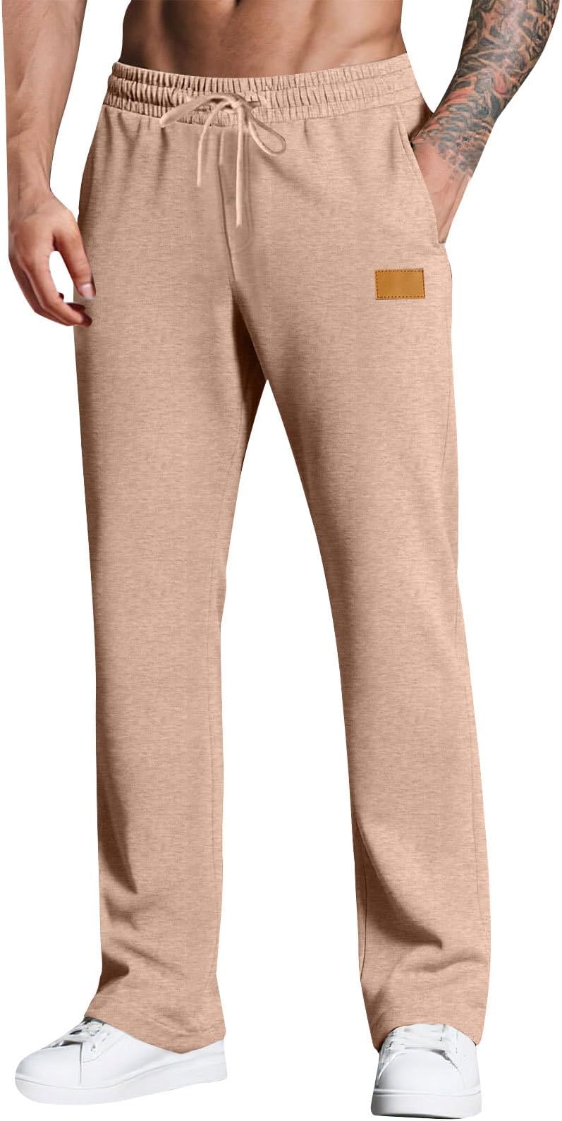 Tracksuit Bottoms Men Straight Leg Joggers Loose Fit Sweatpants Casual Work Gym Pants Baggy Trousers with Pockets Drawstring