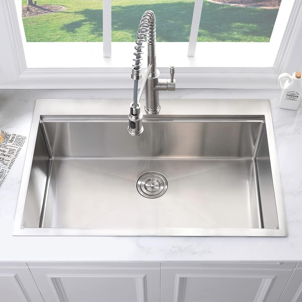 Lіmіtеd Dіѕсоunt 33 Drop In Kitchen Sink Stainless Steel -SOMRXO 33x22 Inch Stainless Steel Kitchen Sink 16 Gauge Workstation Ledge 10 Inch Deep Topmount Kitchen Sink Single Bowl Kitchen Sink With Accessories
