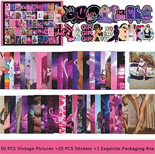 Wall Collage Kit Aesthetic Pictures,Album Cover Posters Collage Kit, Posters for Room Aesthetic,Cute Dorm Photo Home Classroom Decor for Teen Girls Album Cover Art Posters & Prints Stickers(50+20 pcs)