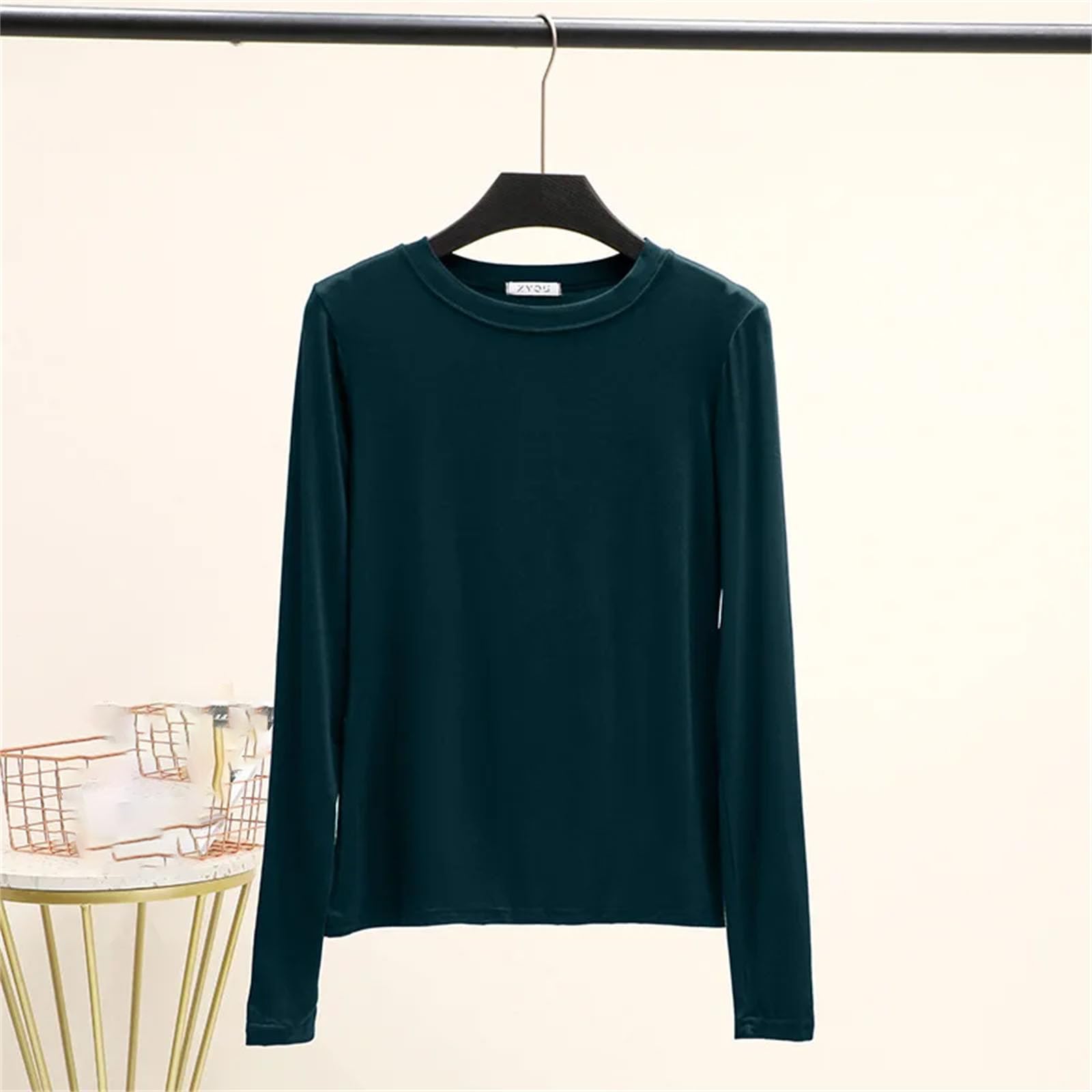 Tinta unita Basic t-Shirt O-Collo Manica Lunga Donna Base t-Shirt Top Full t-Shirt Plus Size Biancheria Intima