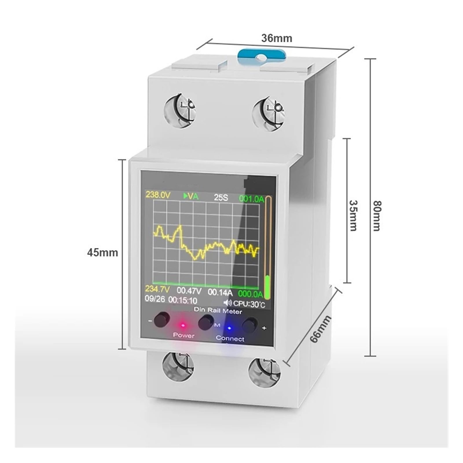 Licznik energii elektrycznej DIN na szynie AC50-320 V Cyfrowy wyświetlacz krzywej napięcia, amperomierz 100 A(Sprzełączanie GR2P)