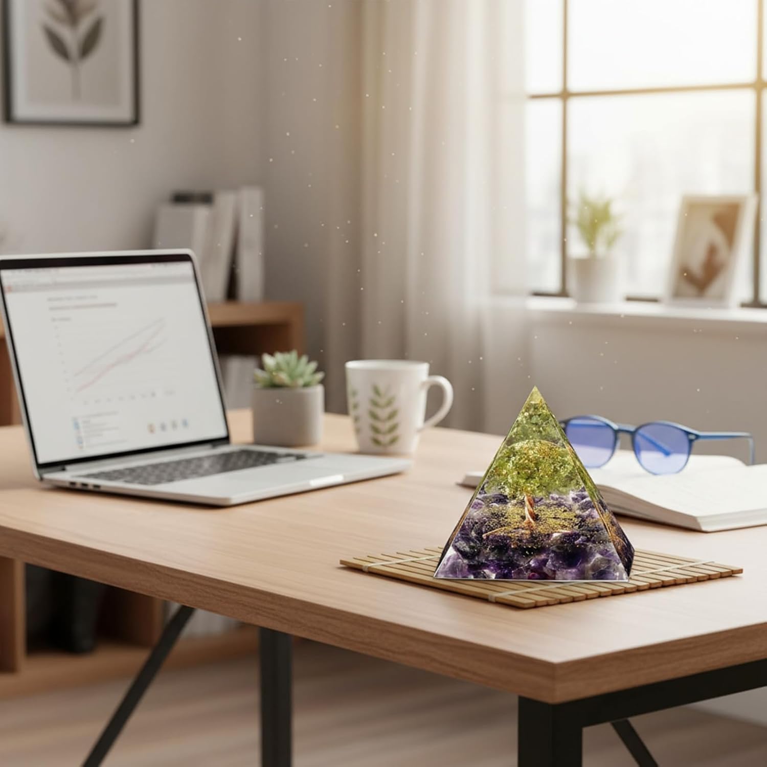 Tree of Life Orgone Pyramid for Positive Energy, Orgonite Peridot&Amethyst Healing Crystal Pyramids for Reduce Stress Chakra Reiki Healing Meditation Attracts Lucky and Success - Image 4