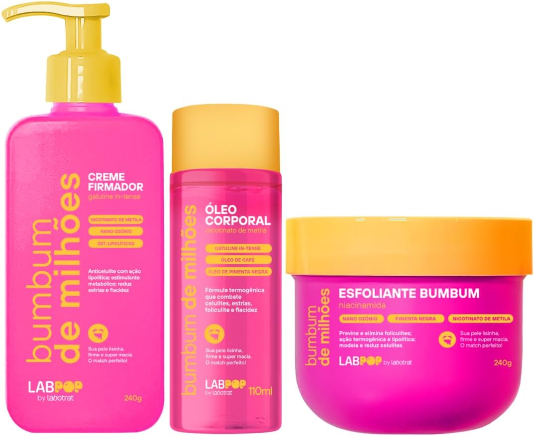Kit Bumbum De Milhoes Creme Firmador + Esfoliante Corporal + Oleo Termogenico Labotrat