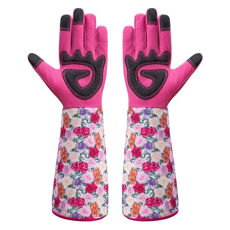 PLAXIARY Long Gardening Gloves for Garden Work Gauntlet for Yard and Outdoor Work Medium Size