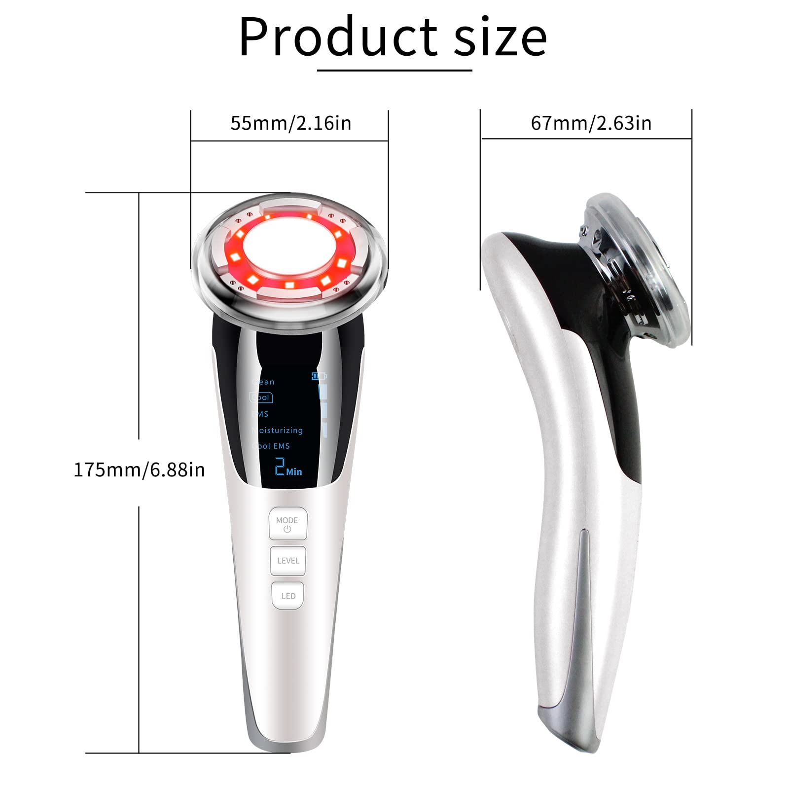 Ultraschallgerät Gesicht Kosmetisches Gerät Faltenentferner Gesichtsmassagegerät Ultraschall Gesichtslifting Schönheitsgerät mit EMS ION- Photon Heiße/Kühle Behandlung für Anti Falten Anti-aging