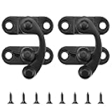Small Hasp Latches Antique Black Clasp Swing Arm Latch Hook Lock for Jewelry Box Cabinet Toolbox, 2 Pack Right