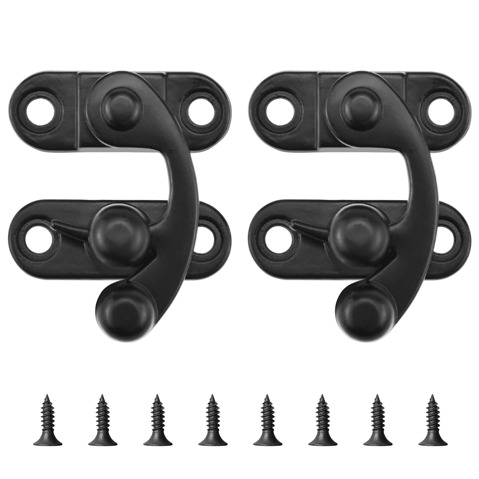 Small Hasp Latches Antique Black Clasp Swing Arm Latch Hook Lock for Jewelry Box Cabinet Toolbox, 2 Pack Right