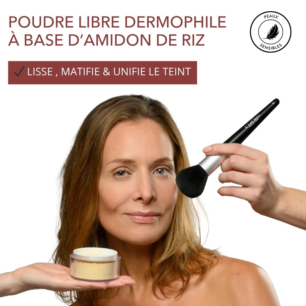 New T.LeClerc – Mattierendes freies Puder 05 Kamelien – 20 g – Reispulver für das Gesicht, langer Halt, mattierend, mattierend, Kontrolle des Glanzes – hergestellt in Frankreich, vegan