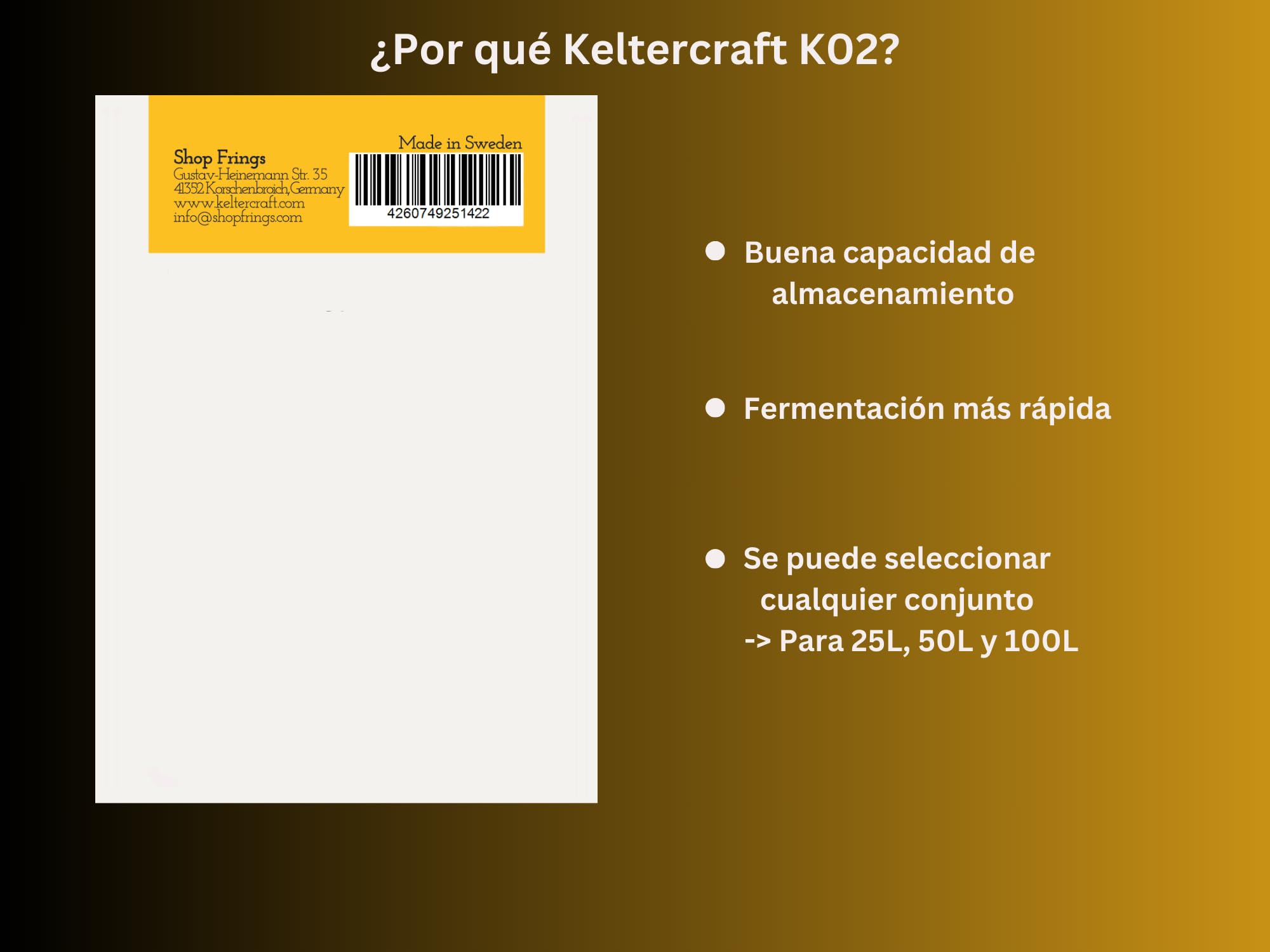 Keltercraft K02 Levadura de Hidromiel Vino [20g: Para 50L] | ¡Crea tu propio vino de hidromiel!