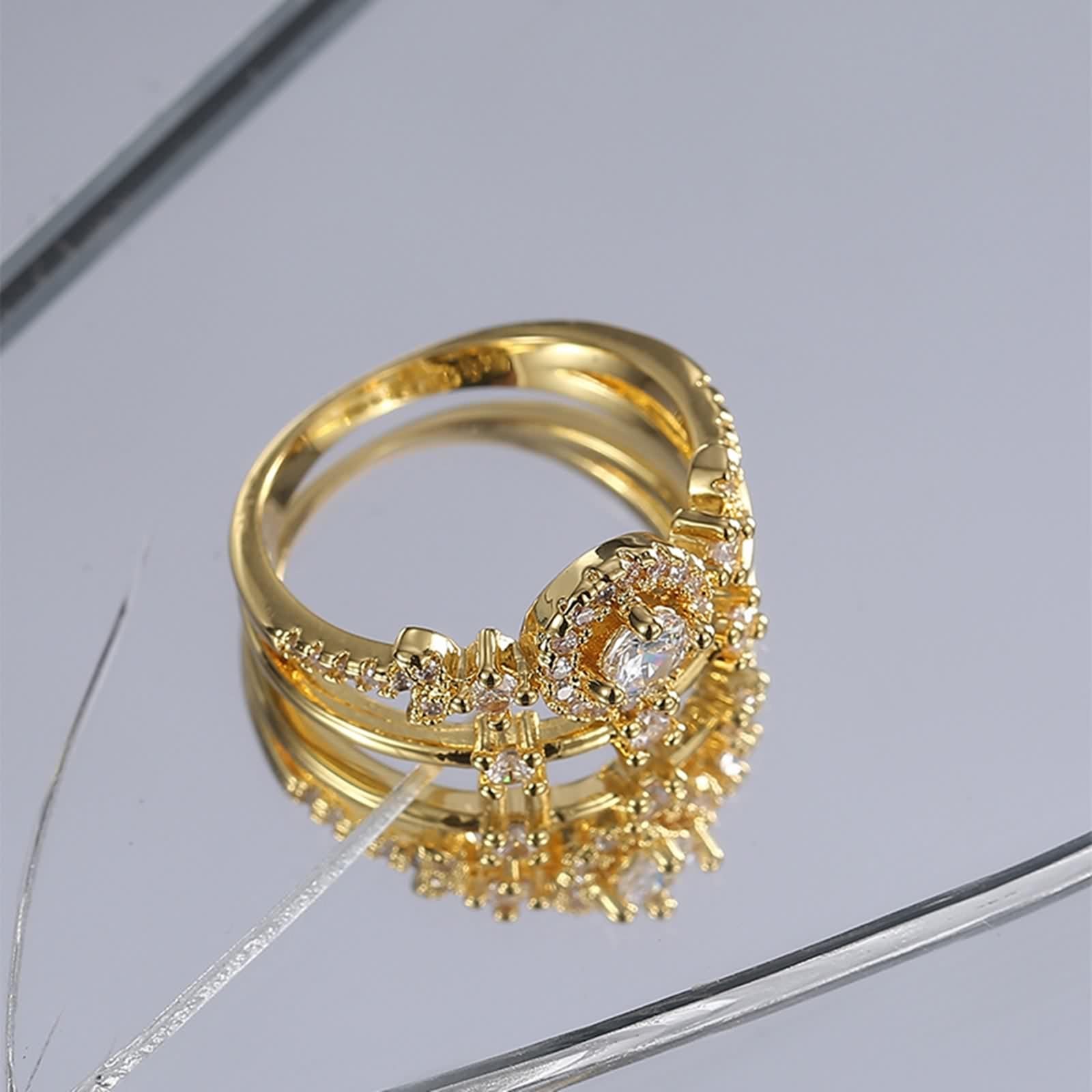 Anillos de oro amarillo de 14 quilates, elegantes y modernos
