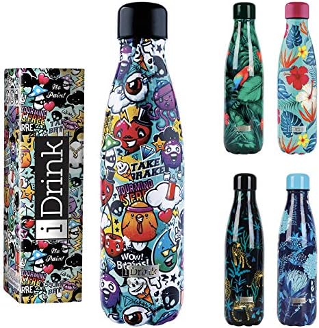 I-Drink Double Wall Steel Thermal Bottle 350/500/750/1.000 ML, Decorated (500 ML, Tiger)