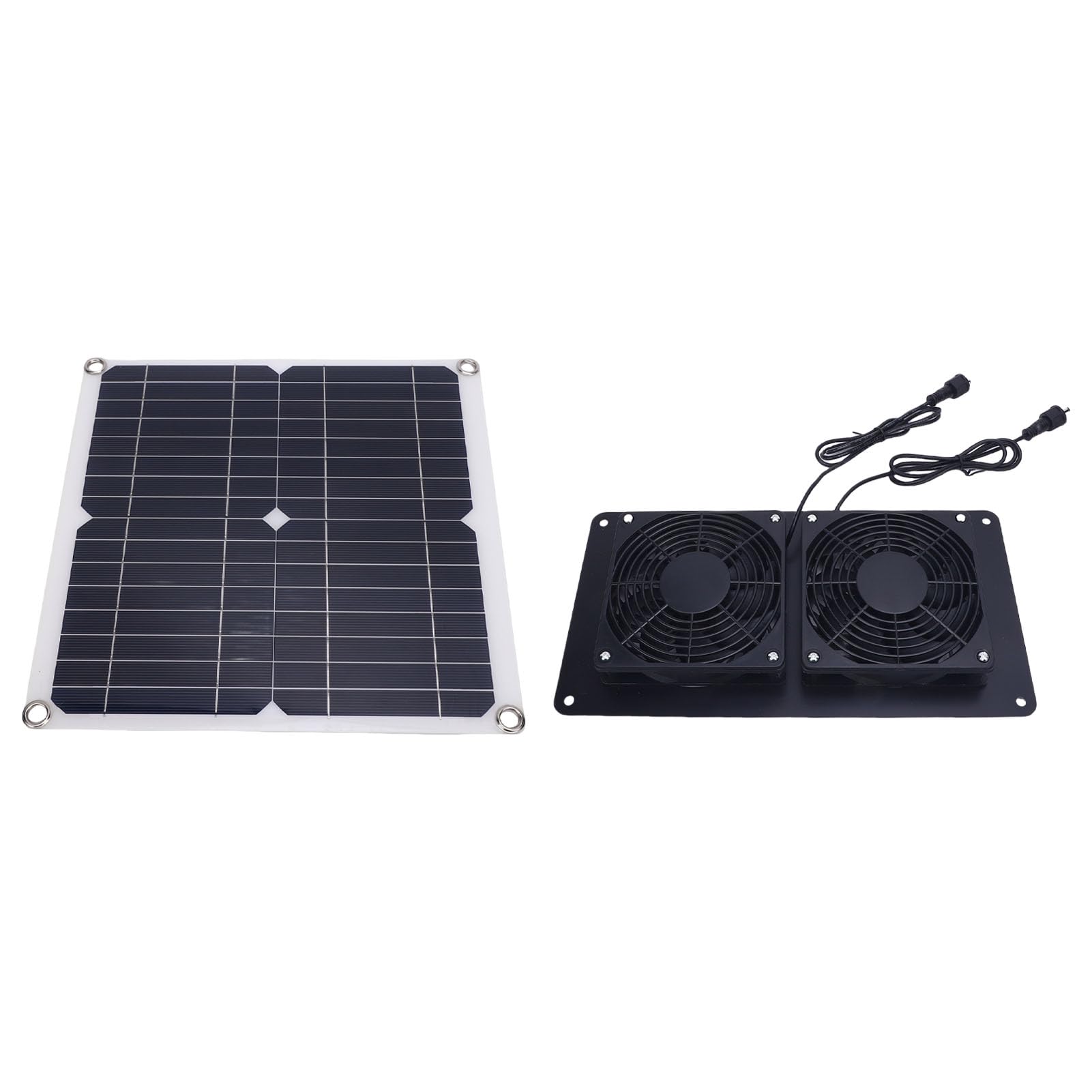 Ventilatore Solare con Doppie Pale, 12W 18V, per Serre | Kit pannello solare monocristallino, ventola di ventilazione per pollaio, cuccia per animali, serra, capannone
