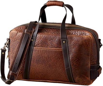 IZAC & DAUD Full Grain Leather Small Duffel Bag Weekender Overnight Unisex Luxury Travel Bag Leather Weekend Duffel Bag