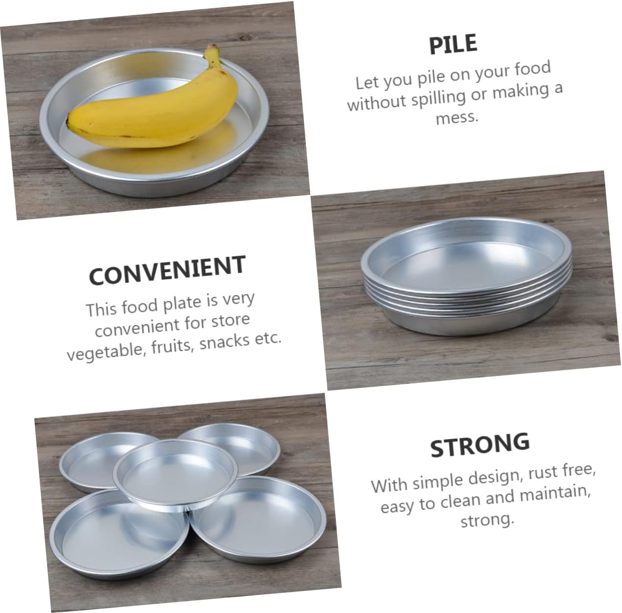 5pcs Aluminium Alloy Dinner Plates Outdoor Bbq Plates for Camping Picnics and Family Gatherings for Dishes Lightweight and Easy to Clean