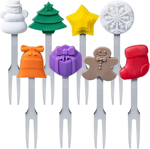 Vista 43 de Cucharas y tenedores para aperitivos, 6 piezas, dinosaurio, acero inoxidable y silicona, pequeñas cucharas de cóctel y tenedores para frutas, queso