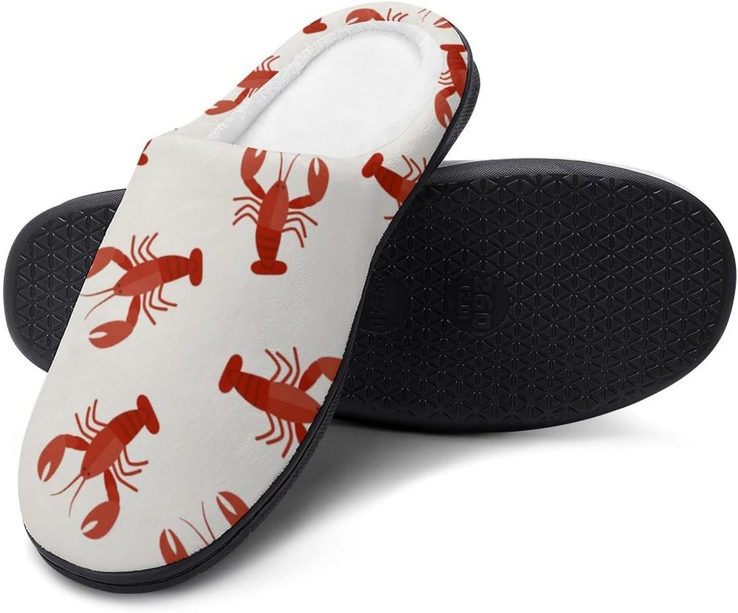 Crawfish Red Lobsters Women's House Slippers Memory Foam Warm Shoes Spa Rubber Sole Indoor Outdoor