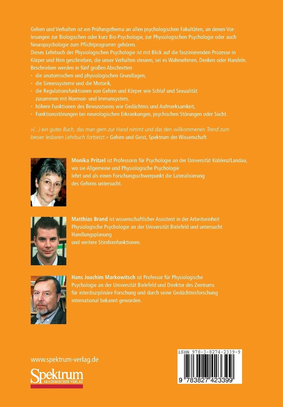 Gehirn und Verhalten: Ein Grundkurs der physiologischen Psychologie