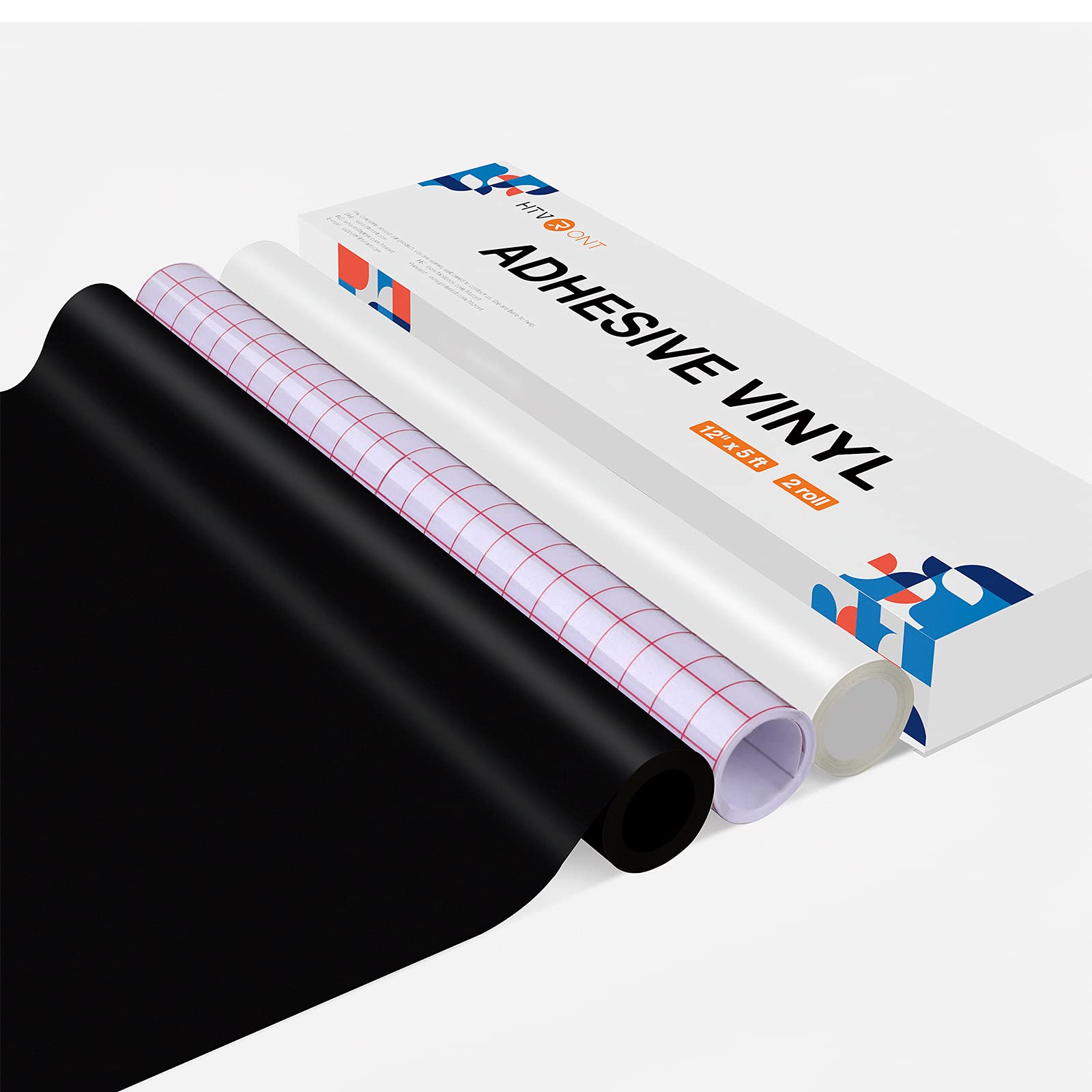 HTVRONT Adhesive Vinyl Roll 12" x 5ft Matte Black and White Permanent
