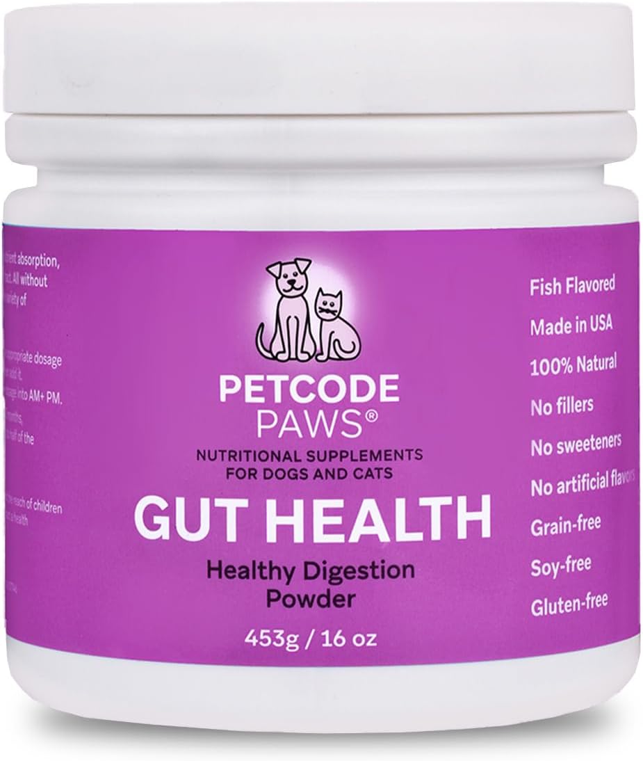 Gut Health Powder for Dogs & Cats – Improve Digestion with All-Natural Ingredient- Boost Dog Gut Health & Nutrient Absorption Efficiently- Effective Dog Stomach Relief for Your Pets-16 oz