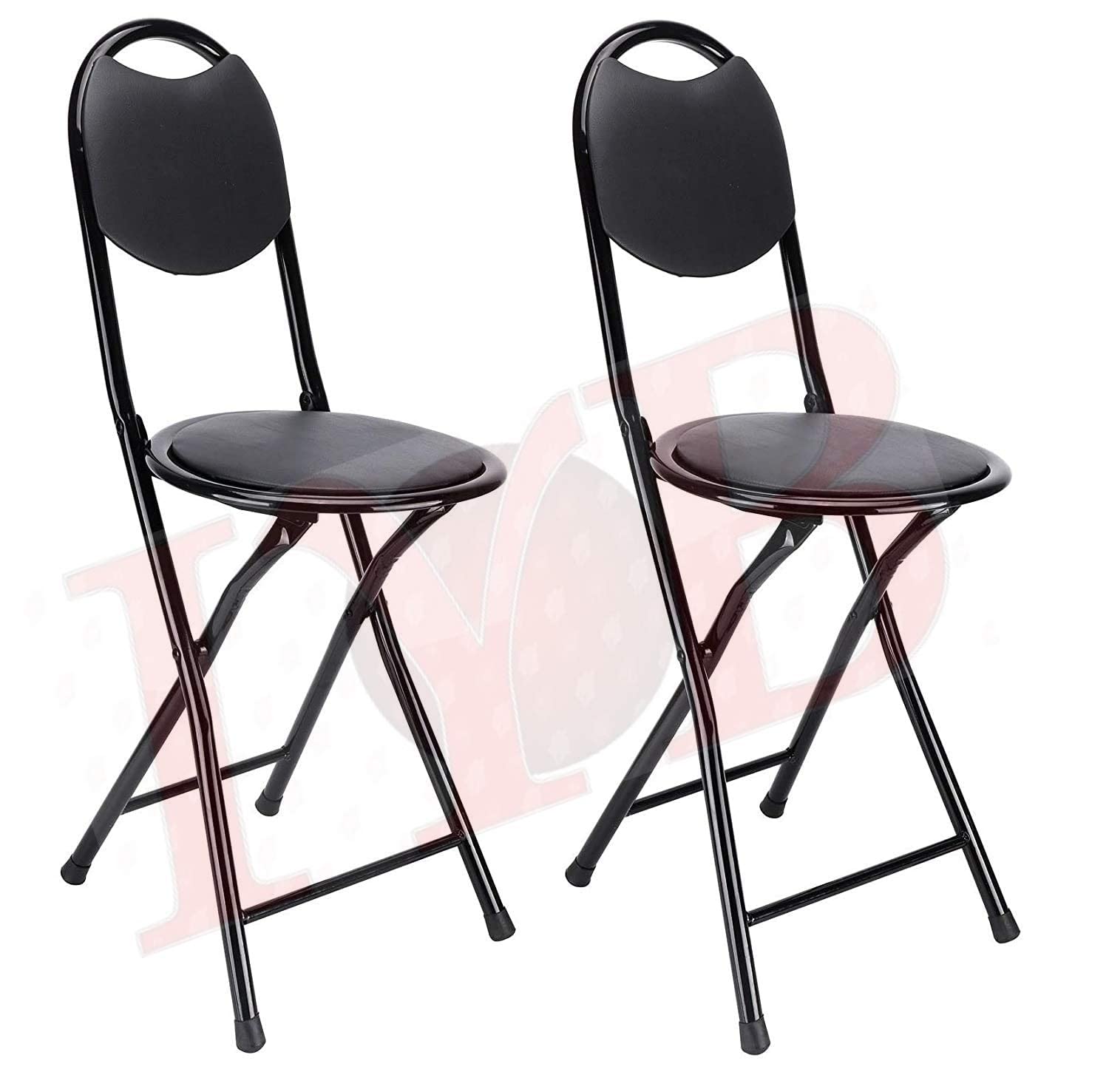 iyb-s.k. strong heavy duty folding standard stool chair office home garden breakfast padded black - set of 2p (Metal)