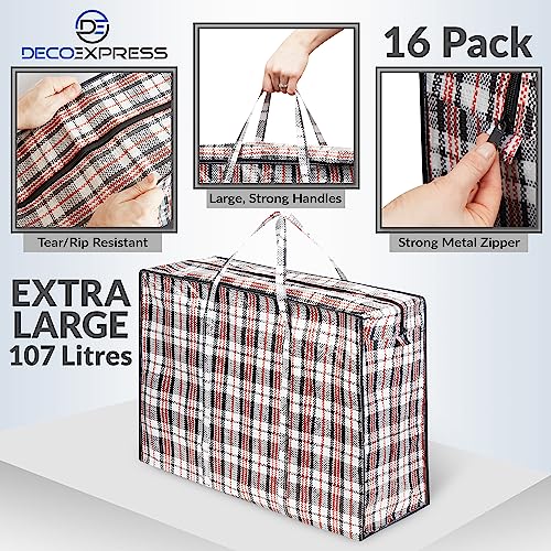 Deco Express Grand Sac de Rangement Buanderie, Lot de 16 XXL 107L 76x59x24cm, Fermeture Eclair Sac Demenagement, Rangement pour Vêtements et Penderies (76 X 59 X 24 CM) – vue 4