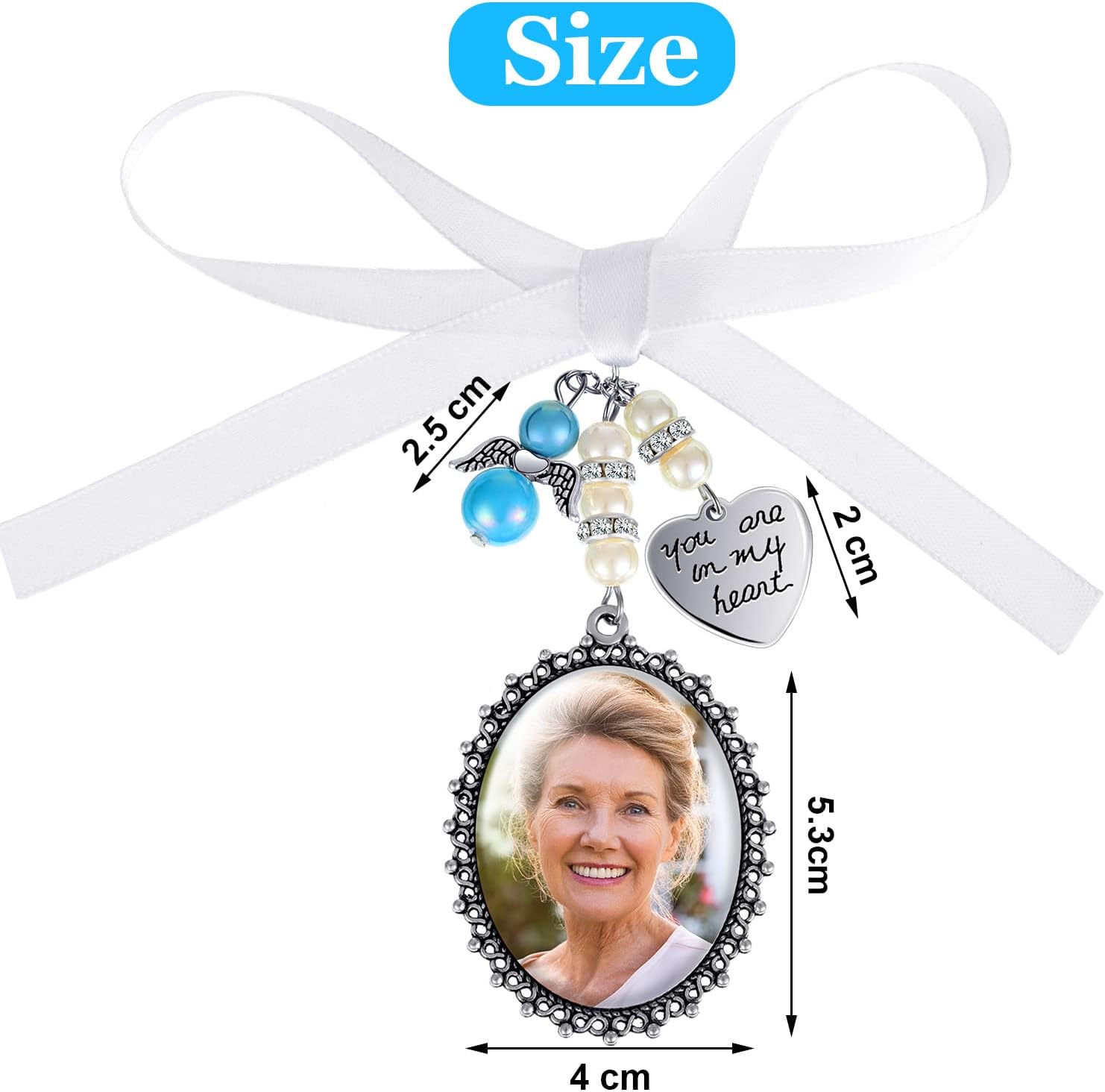 Hicarer Wedding Bouquet Photo Charms for Memory Bridal Angel Lacy Oval Wedding Charms for Bouquet You Are Always in My Heart Charm for Bridal Party Gifts - Image 2