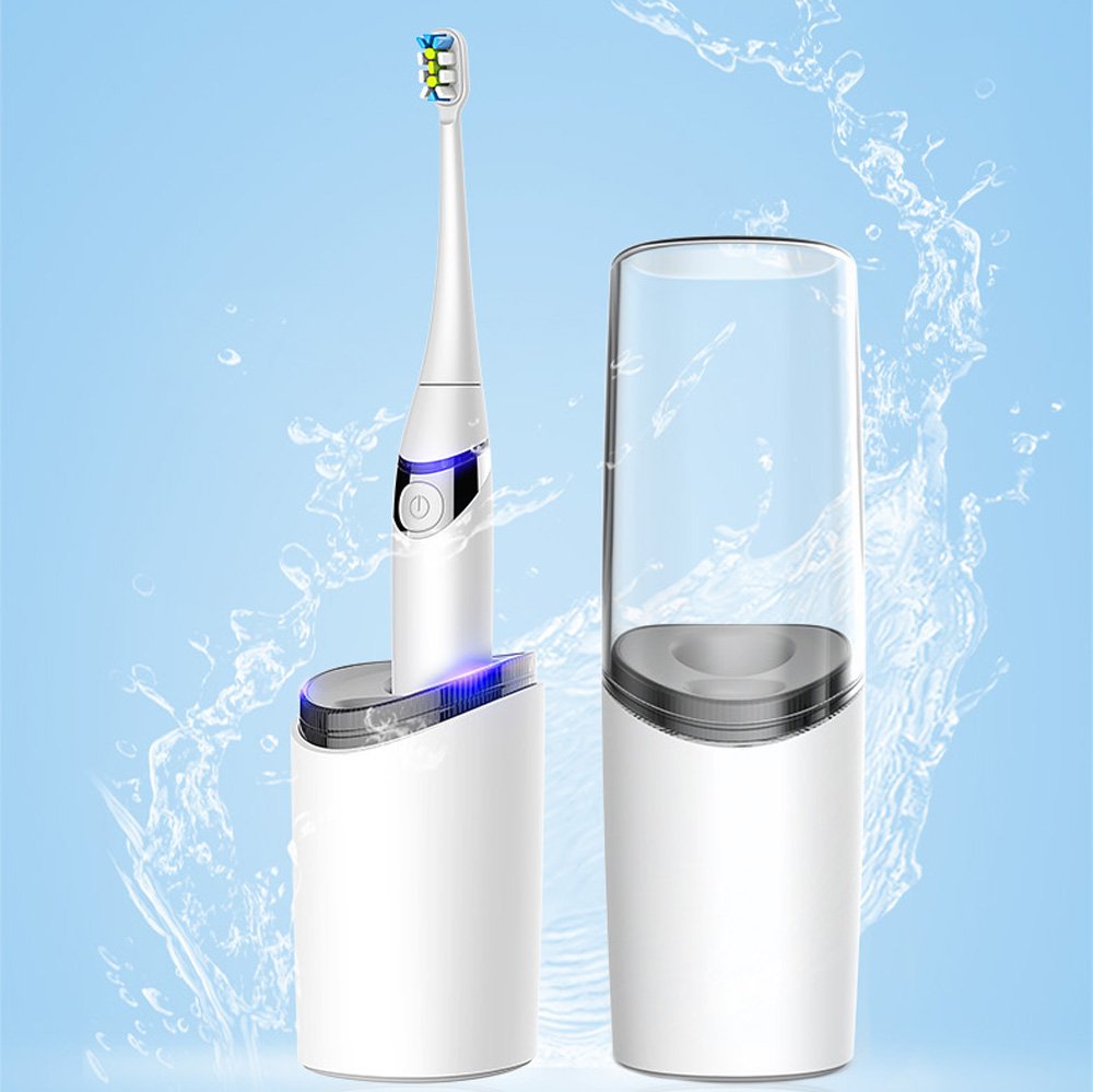 AIJIWU Sonic Electric Toothbrush,USB Rechargeable Toothbrush with Gargle Cup,UV Sanitizer, Cordless Rechargeable and Drying pad & Replacement Heads for Home and Travel