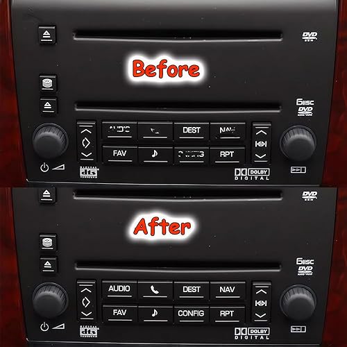 Miniatura 3 de Calcomanías de reparación de botones de CA y multimedia compatibles con Cadillac Escalade EXT ESV 2007-2014 con control de clima y reparación de