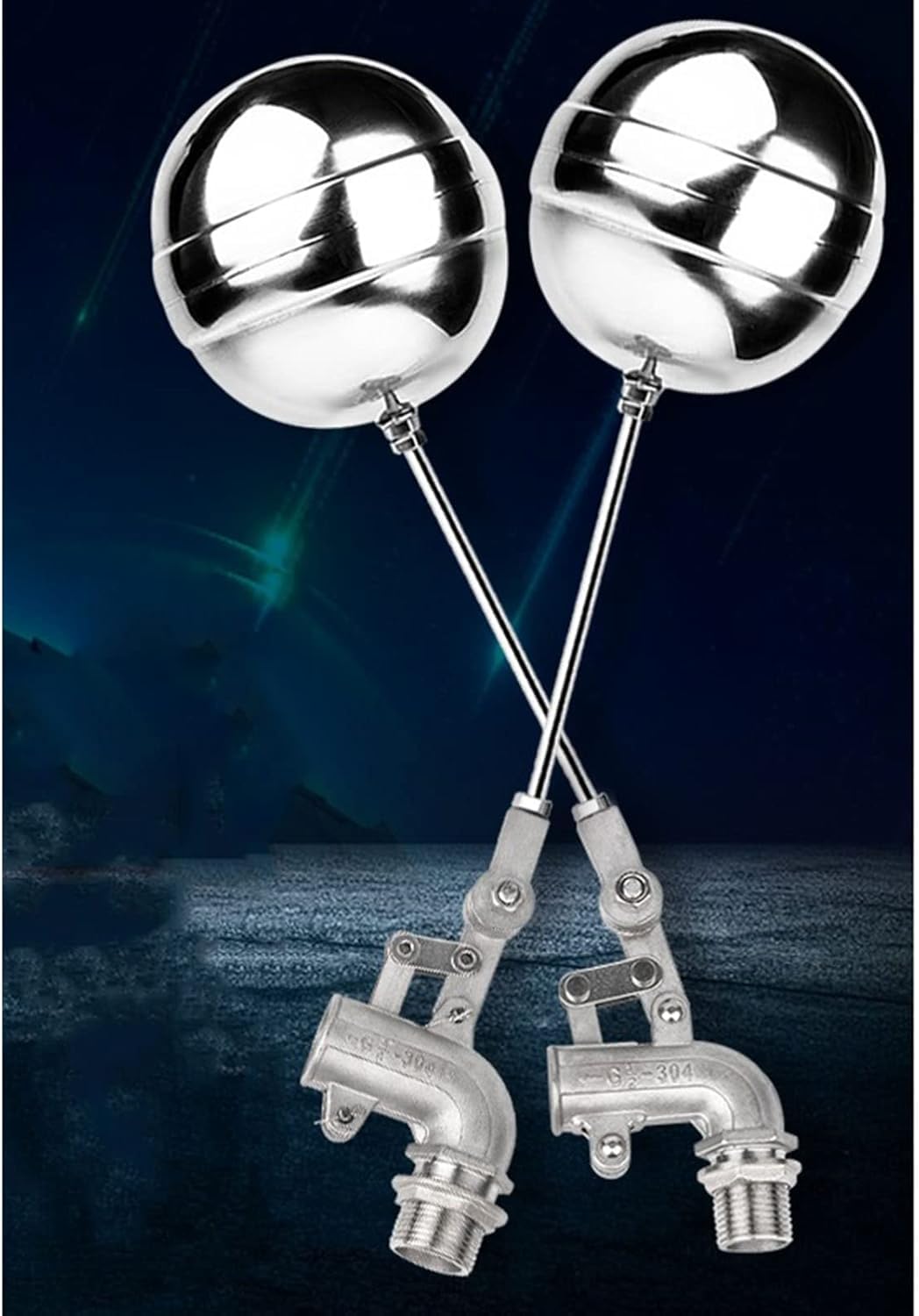 Válvula de bola flotante de acero inoxidable, válvula flotante ajustable de 360°, control de flujo de agua para cisterna y tanques de expansión