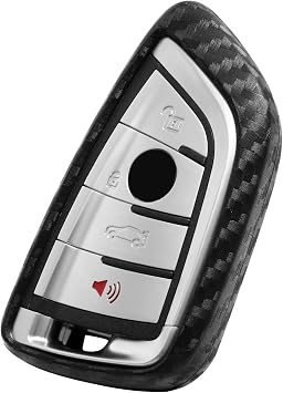 Key Fob Case Carbon Fiber Pattern Silicone Cover Compatible with BMW X1 X2 X3 X5 X6 Compatible with BMW 1 Series 2 Series 5 Series 6 Series 7 Series 3 4 Universal Button Keyless Entry Remote