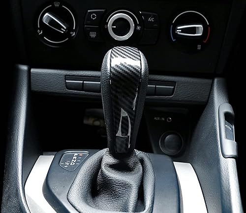 Miniatura 3 de iJDMTOY Carcasa para pomo de palanca de cambios con patrón de fibra de carbono, color negro brillante, compatible con BMW E87 1 Series, E90 E92 3