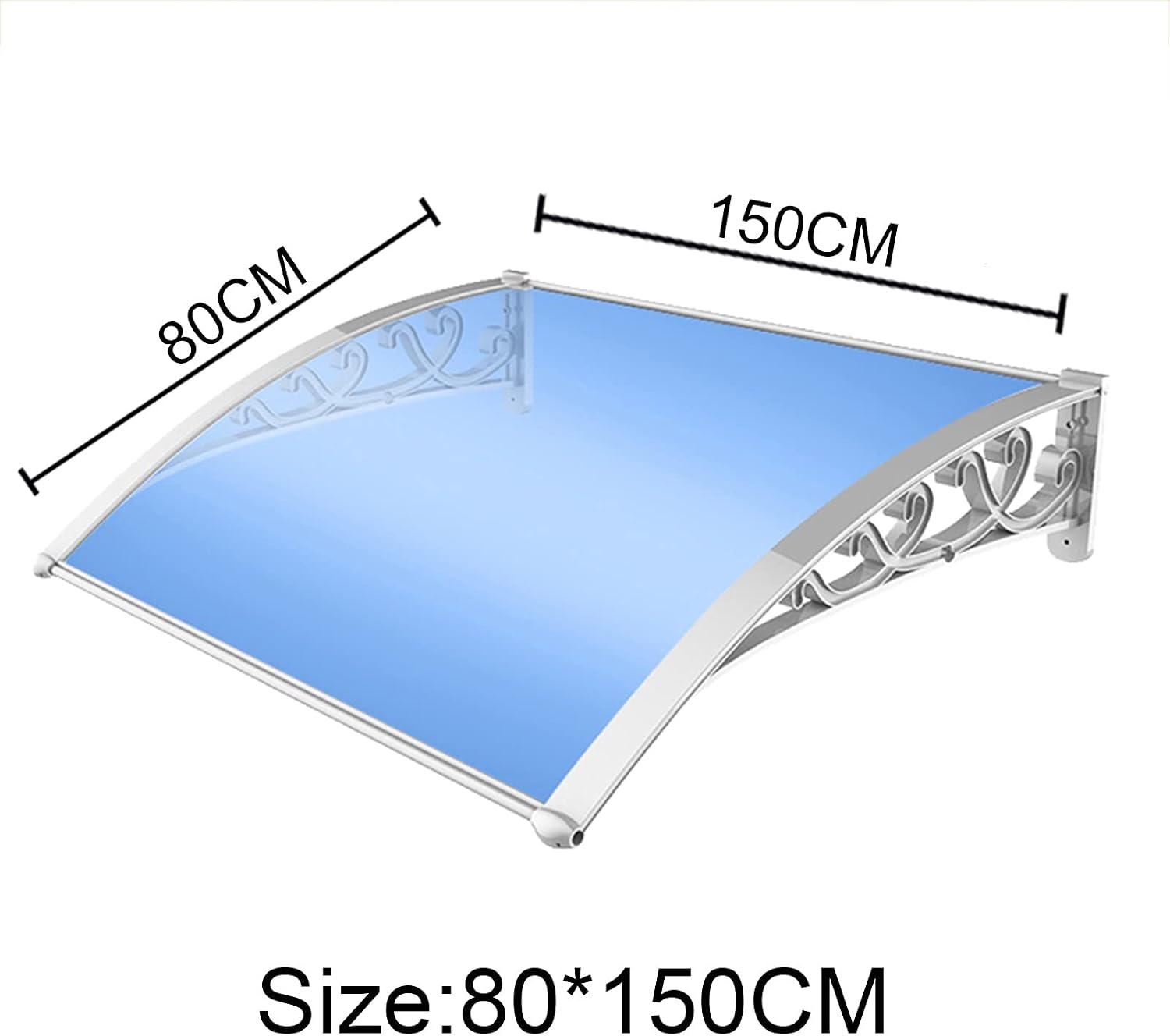 Outdoor Door Window Awning Roof Terrace Canopy Porch Rain Cover Household Application Eaves Shelter Custom Size (Color : Blue Size : 80200 cm) (Blue 80 x 150 cm)