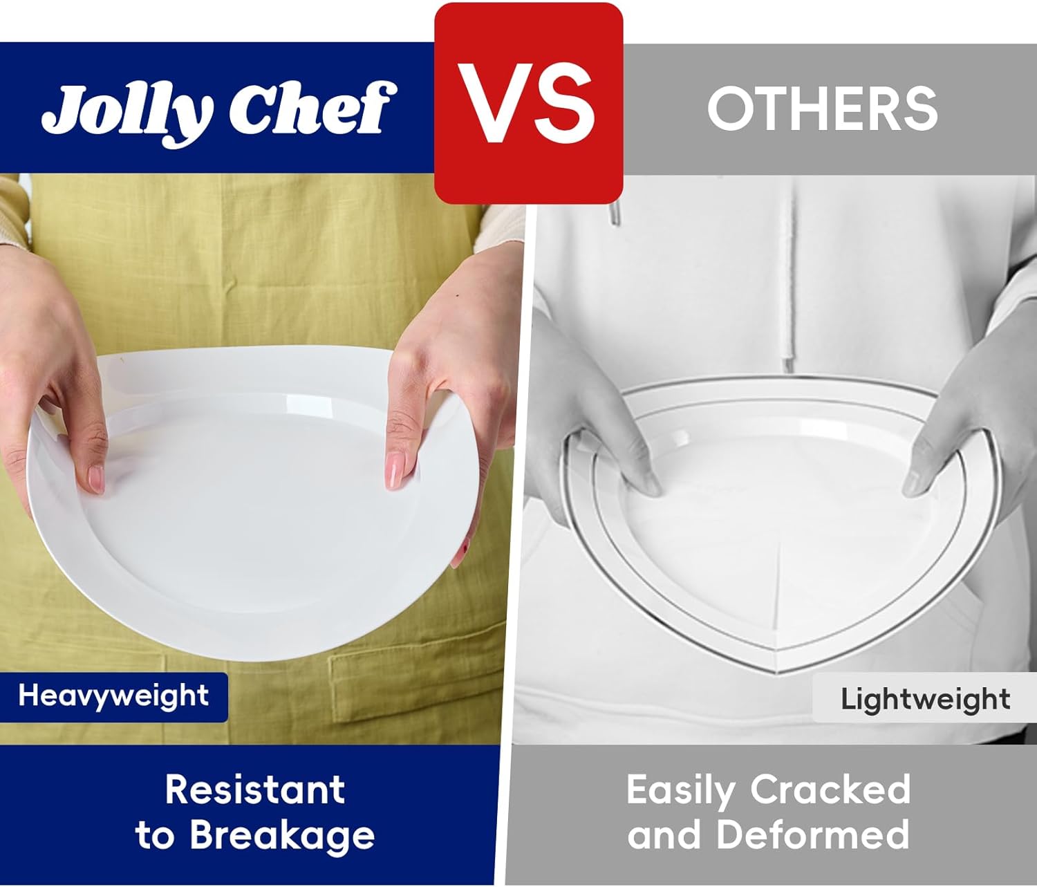 JOLLY CHEF 100 Pieces White Plastic Plates-10 Inch Elegant Disposable Plastic Plate, Disposable White for Weddings,Parties,Christmas,Birthdays and Events - Image 8