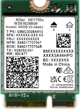 WiFi 7 Killer Series for Intel BE1750x Upgraded BE200 Wi-Fi 7 Card | Gaming WiFi Adapter | M.2 PCIe WiFi Card | 5.8 Gbps 320MHz 4K QAM | Supports Bluetooth 5.4 & Intel PC with Windows 10/11