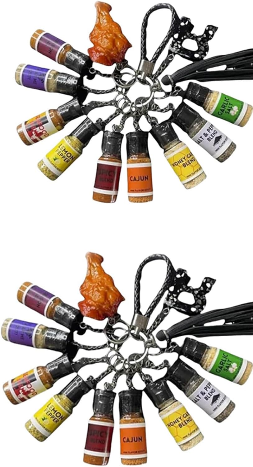 Mini Seasoning Bottles Keychain, 2026 New Upgrade Mini Flavor Keys, Leak-Proof Design, 10 Pcs Spice Keys for BBQ, Travel